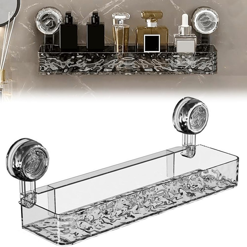 Corrugated Suction Cup Storage Holder, Light Luxury Style Punch-Free Storage Rack Movable Shower Shelf Suction Cup, No-Drill Wall-Mounted Storage Shelf