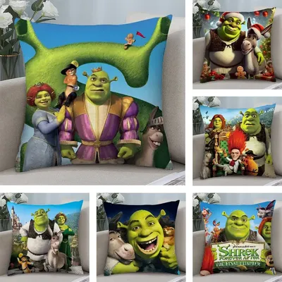 Lustiger S-S-SchrekS-Kissenbezug aus Plüschstoff, weicher doppelseitiger Druck, Sofa-Kissenbezug, Überwurf-Kissenbezüge Image