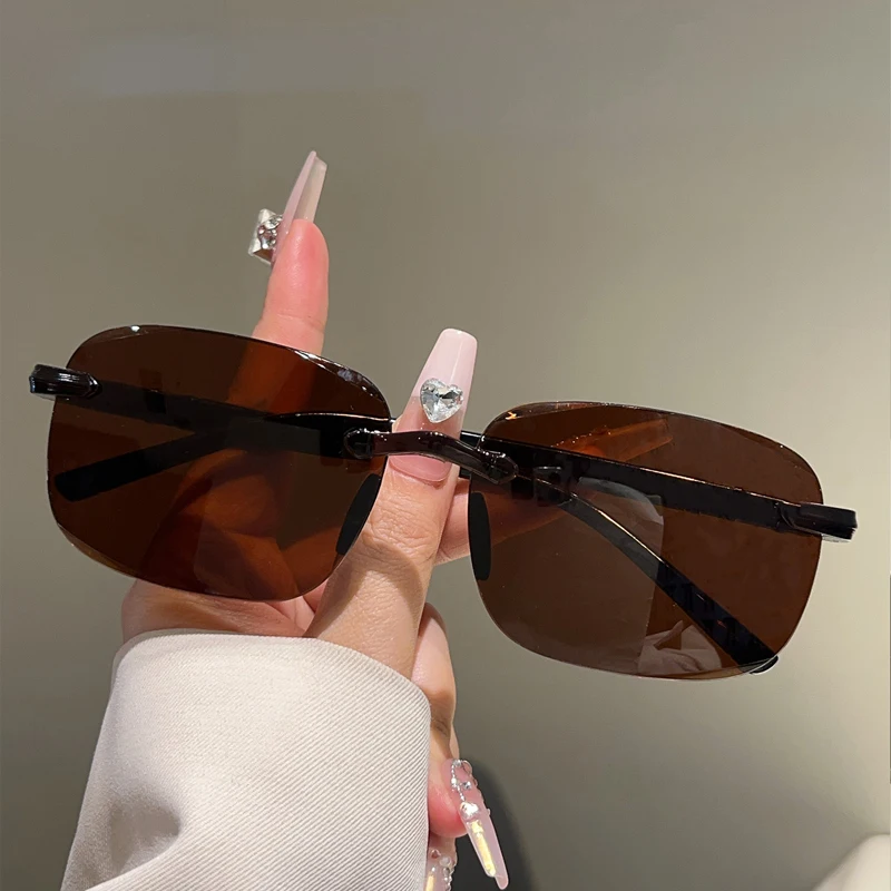 KAMMPT Randlose Rechteck Sonnenbrille Männer Mode Einfarbig Outdoor Casual Sonnenbrille Frauen 2025, Neue Trendy Design Dekor Shades Image