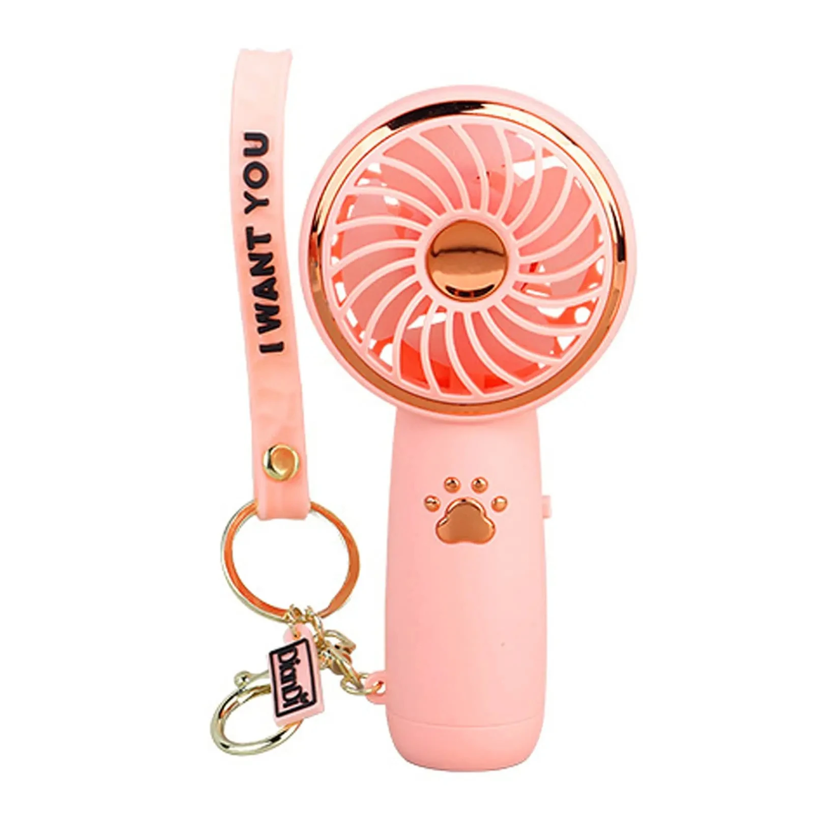 Mini-Ventilator, niedlicher Cartoon, tragbar, wiederaufladbar, USB-Handventilator, für den Außenbereich, Familie, leicht zu tragen, hochwertiger Mini-Ventilator Image