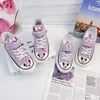 Disney Mädchen Canvas Freizeitschuhe Weiche Sohle High Top Cartoon Mickey Mouse Minnie Lila Weiß Atmungsaktive Schuhe Flats Größe 24-37