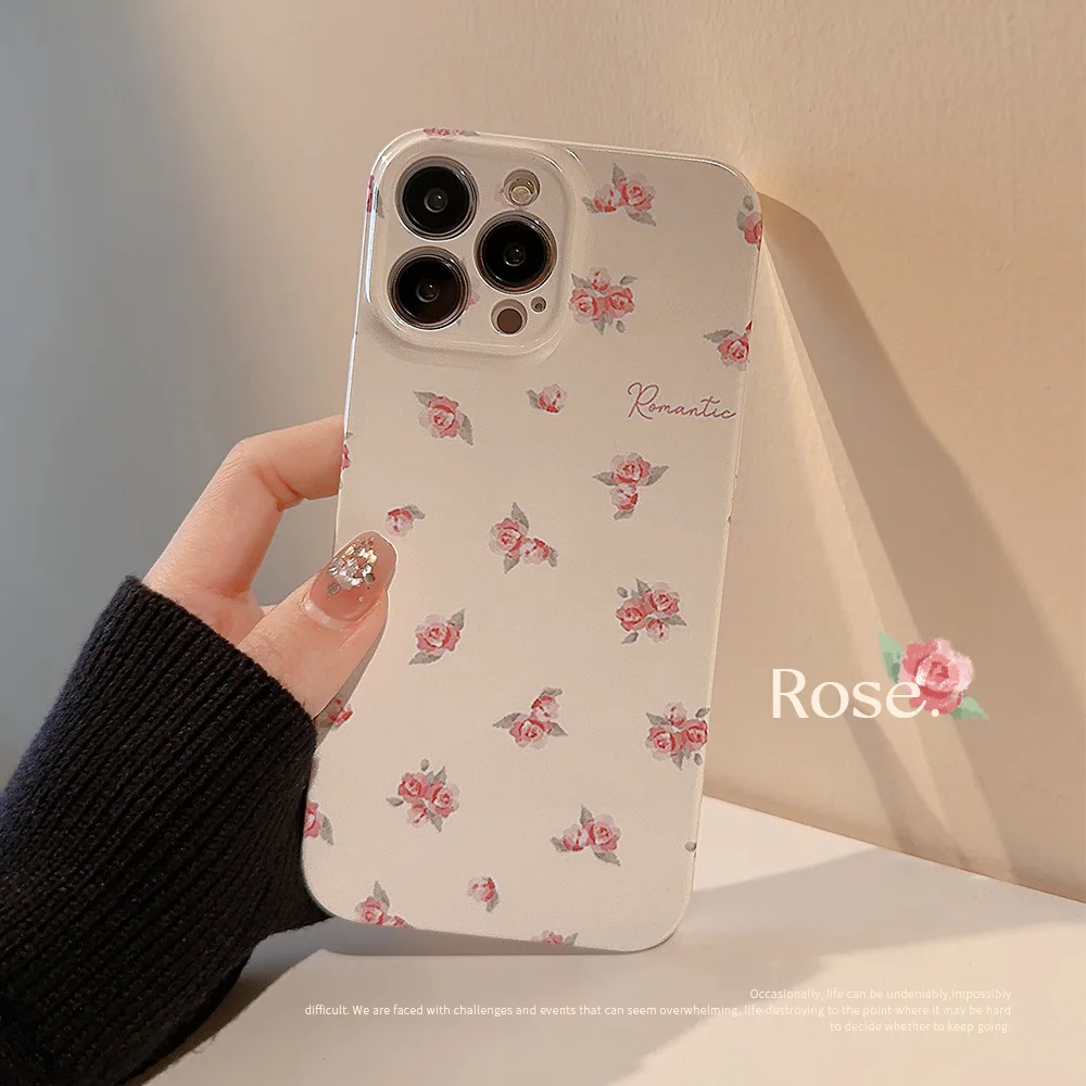 Elegante Rosenblüten-Handyhülle für iPhone 16 15 14 13 12 11 Pro Max XSMAX XR X 7 8 Plus SE 2020 stoßfeste Schutzhülle Image