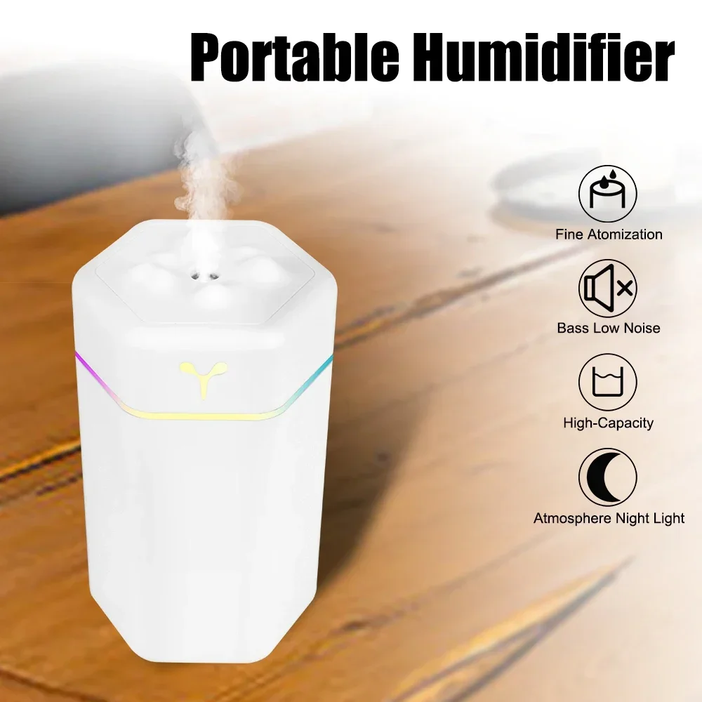 Cool Mist Sprayer Tragbarer elektrischer Luftbefeuchter Mini USB Aroma Diffusor Luftreiniger für Zuhause Auto mit buntem Nachtlicht Image