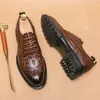 Vintage Herren Kleid Schuhe Schwarz Braun PU Dicke Sohle Atmungsaktive Schnürung Business Derby Gentleman's Social Schuhe Herren Größen 38-45