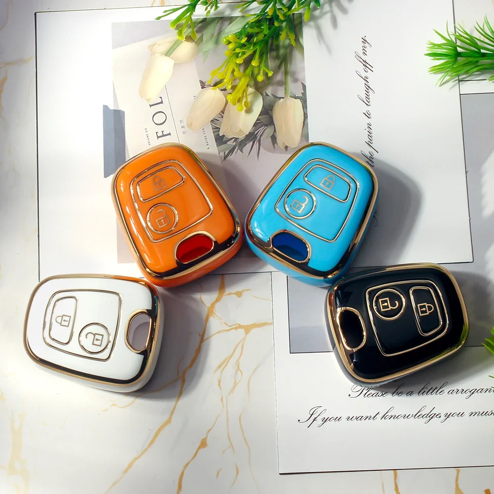KEYYOU Für Citroen C1 C4 Xsara Picasso Berlingo Für Peugeot 206 207 307 406 407 Partner Abdeckung Schutz TPU Auto Schlüssel Fall Image