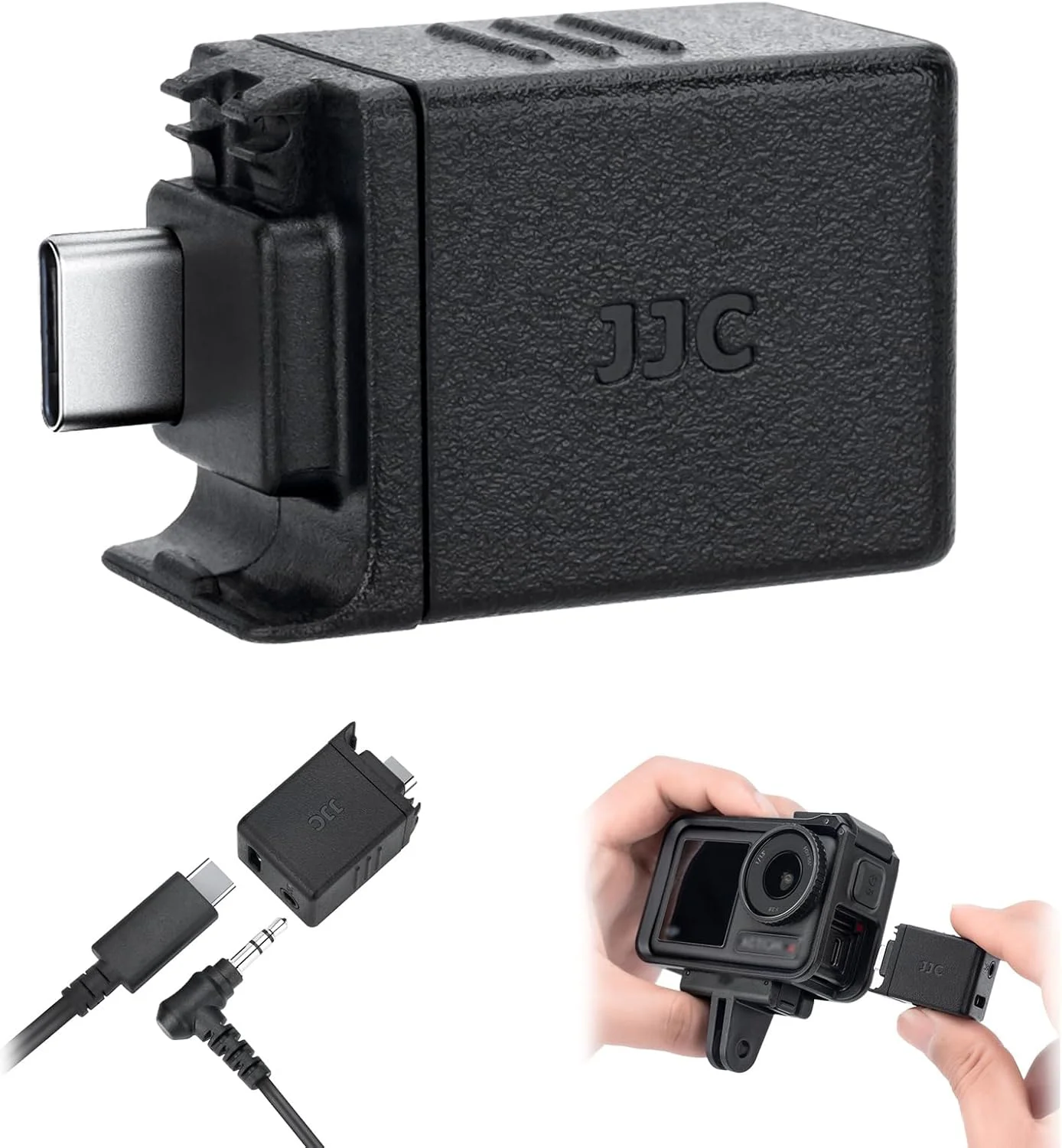 JJC Osmo Action 6 Mikrofon-Adapter, 3,5-mm-Audio-Mikrofon-Adapter für DJI Osmo Action 5 Pro 4, unterstützt Mikrofon mit Typ-C-Aufladung Image