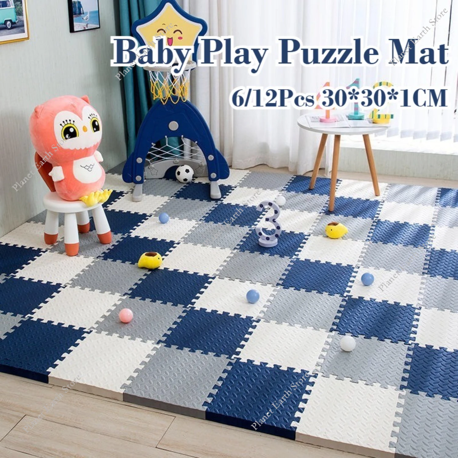 Baby-Puzzlematte für Kinder, Kinder, 6/12 Stück, Teppichmatten, EVA-Schaum, Teppich, einfarbig, Quadrate, Baby-Spielmatte, Aktivitätsmatte, 30 x 30 x 1 cm