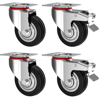Ersandy - Set mit 4 75-mm-Lenkrollen mit Bremse – Möbelrollen bis 50 kg pro Rad – hohe Belastung – Image
