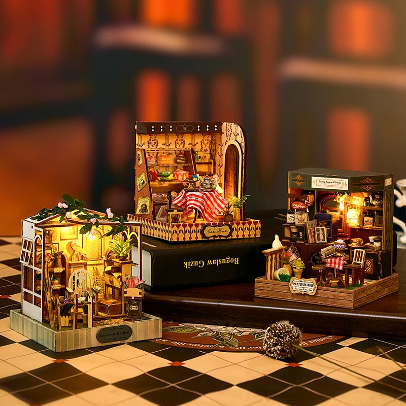 Diy Mini Holz Puppenhaus Mit Staub Abdeckung Fall DIY Kleine Haus Kit Puppe Haus Montage Zimmer Modelle Spielzeug Für Kind Geburtstag Geschenk