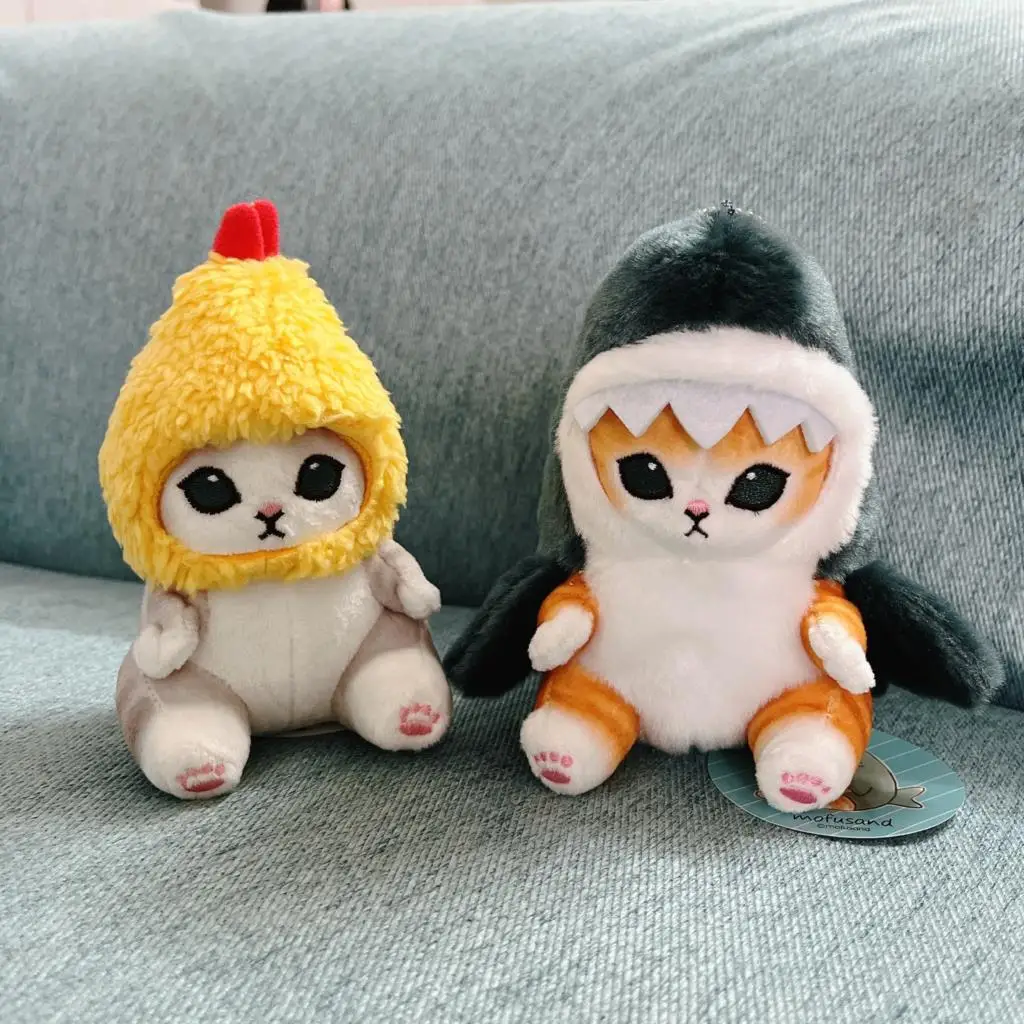 Kawaii Tempura fritto gamberetti squalo gatto peluche bambola portachiavi cartone animato carino Mofusand Anime Hobby ciondolo zaino per regalo fidanzata