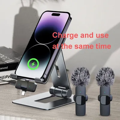 2-in-1-Wireless-Lavalier-Mikrofon für iPhone, Smartphone, Plug-Play-Wireless-Mikrofon für Video-/Audioaufnahmen, Interview/Vlog/Unterricht