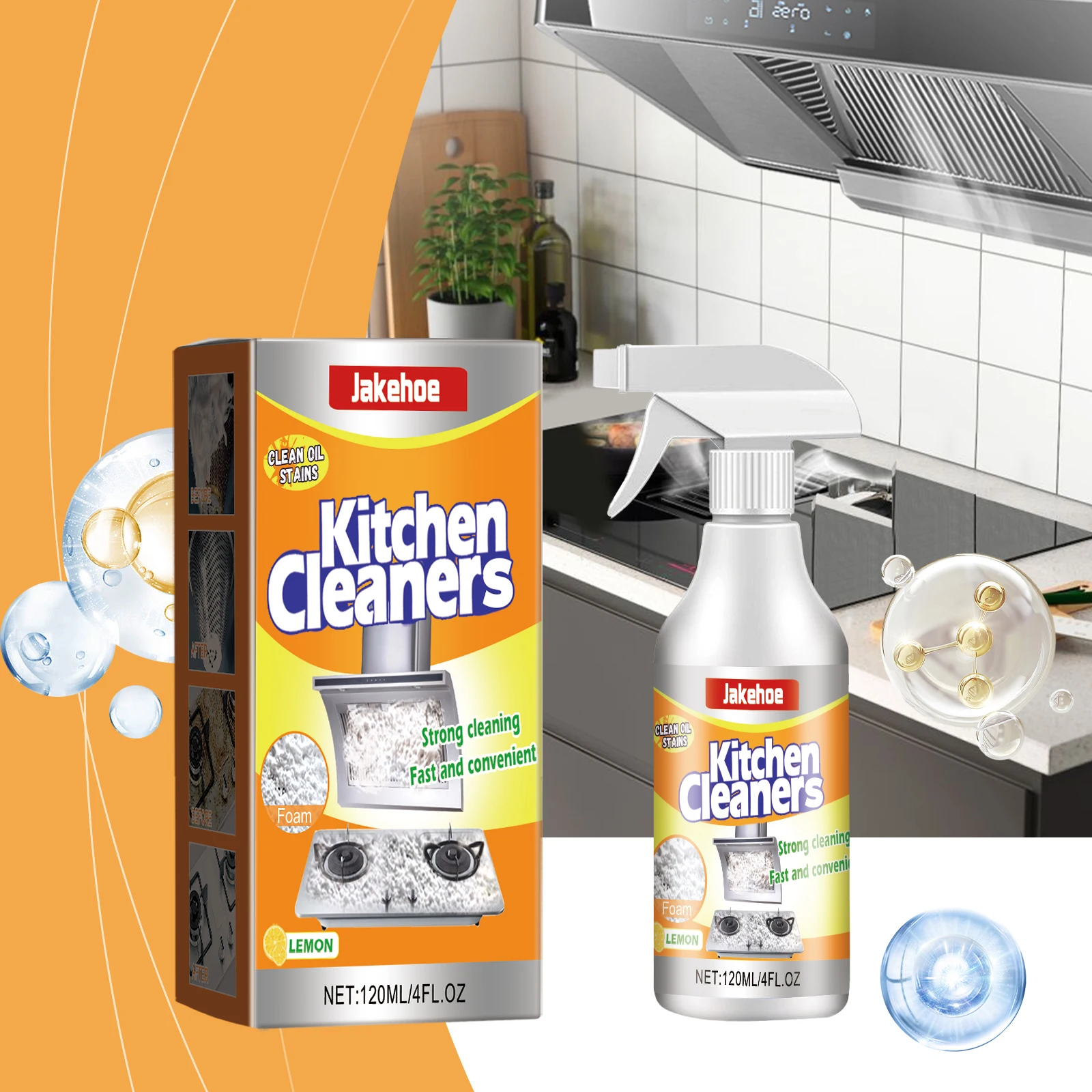 Jakehoe Küchenschaumreiniger; Dunstabzugshaube für die Küche, Schwerer Ölschaumreiniger, Entferner für Ölflecken Image