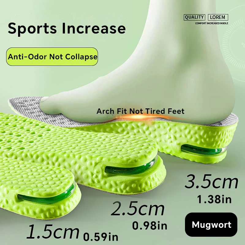 1 paar Höhe Erhöhen Einlegesohle für Füße Komfort Plantarfasziitis Schuhe Einlegesohlen Männer Frauen Sport Luft Schock Absorbieren Schuh Pads Image