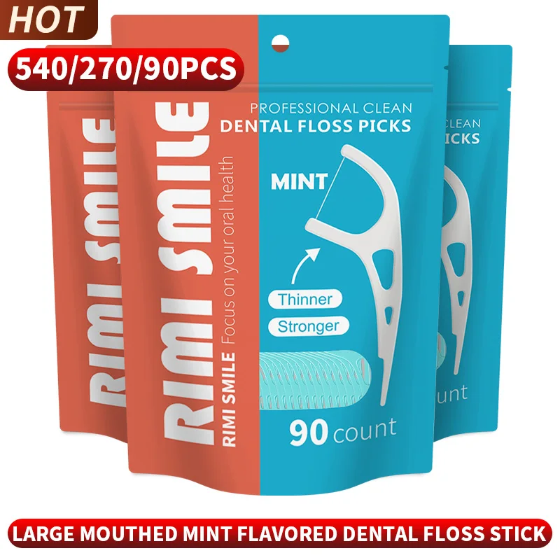 540/270/90 Stück – Pfefferminz-Zahnseide-Stick mit großer Öffnung – geeignet für Heimreisen, unverzichtbares Reinigungswerkzeug für den Interdentalbereich Image