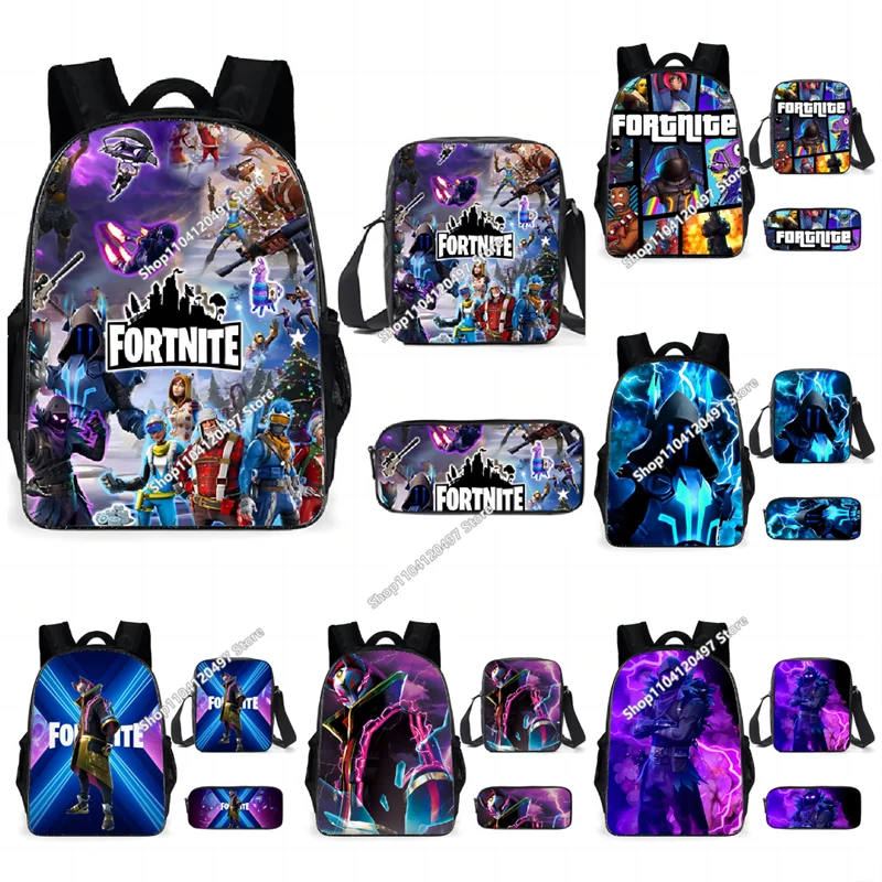3 pièces ensembles garçons fille Fortnites école sacs à dos sacs d'école sacs de voyage ordinateur portable sac à dos à fermeture éclair nouveau Mochila pour les étudiants sacs