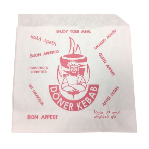 1700 Dönertüten / Dönertaschen 16 x 16 cm weiß bedruckt – in Spenderkartons 4 kg Image