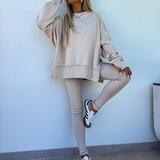 Women's Tracksuit Pullover Sweatshirt Track Leggings Spring Split Solid Colored Clothing Suit Black Pink Gym Training Running High Waist Windproof Lightweight Moisture Wicking Long Sleeve Sport
