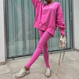 Women's Tracksuit Pullover Sweatshirt Track Leggings Spring Split Solid Colored Clothing Suit Black Pink Gym Training Running High Waist Windproof Lightweight Moisture Wicking Long Sleeve Sport