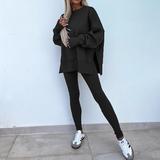 Women's Tracksuit Pullover Sweatshirt Track Leggings Spring Split Solid Colored Clothing Suit Black Pink Gym Training Running High Waist Windproof Lightweight Moisture Wicking Long Sleeve Sport
