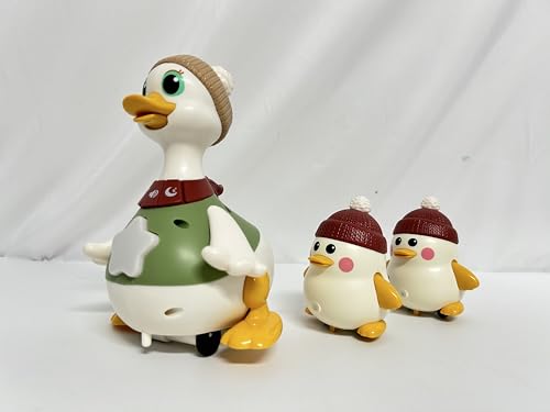 Aolieh Baby Toys 6-12 Months Crawling Toys with Lights and Music, Musical Dancing Duck Toy Set with Mama and Babys Tummy Time Toys Gift for Boys Girls 1 Year Old Easter Gifts Stocking Stuffers