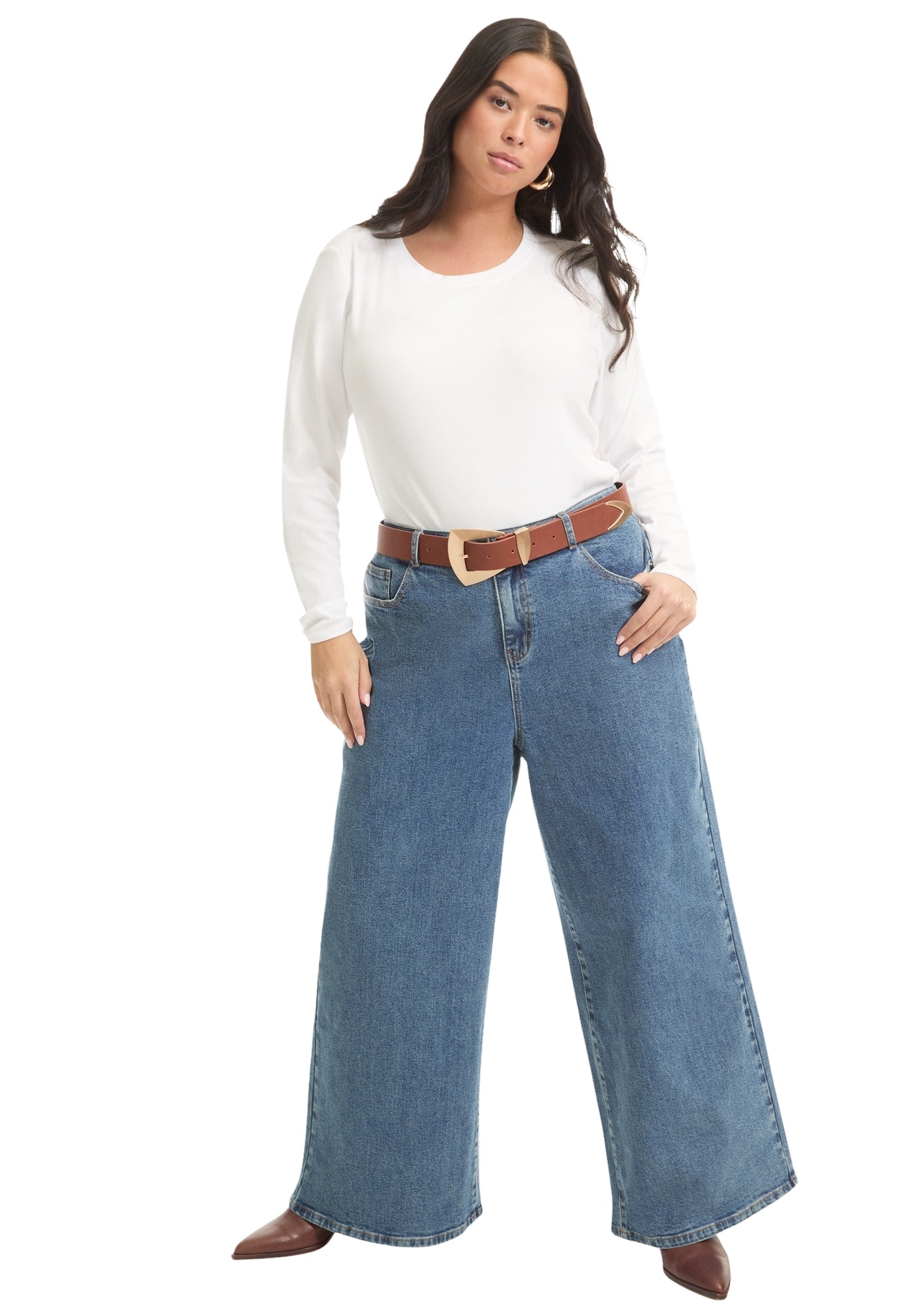 Plus Size Women's June Fit High-Rise Jeans by June & Vie in Vintage Medium Wash (Size 18 W)