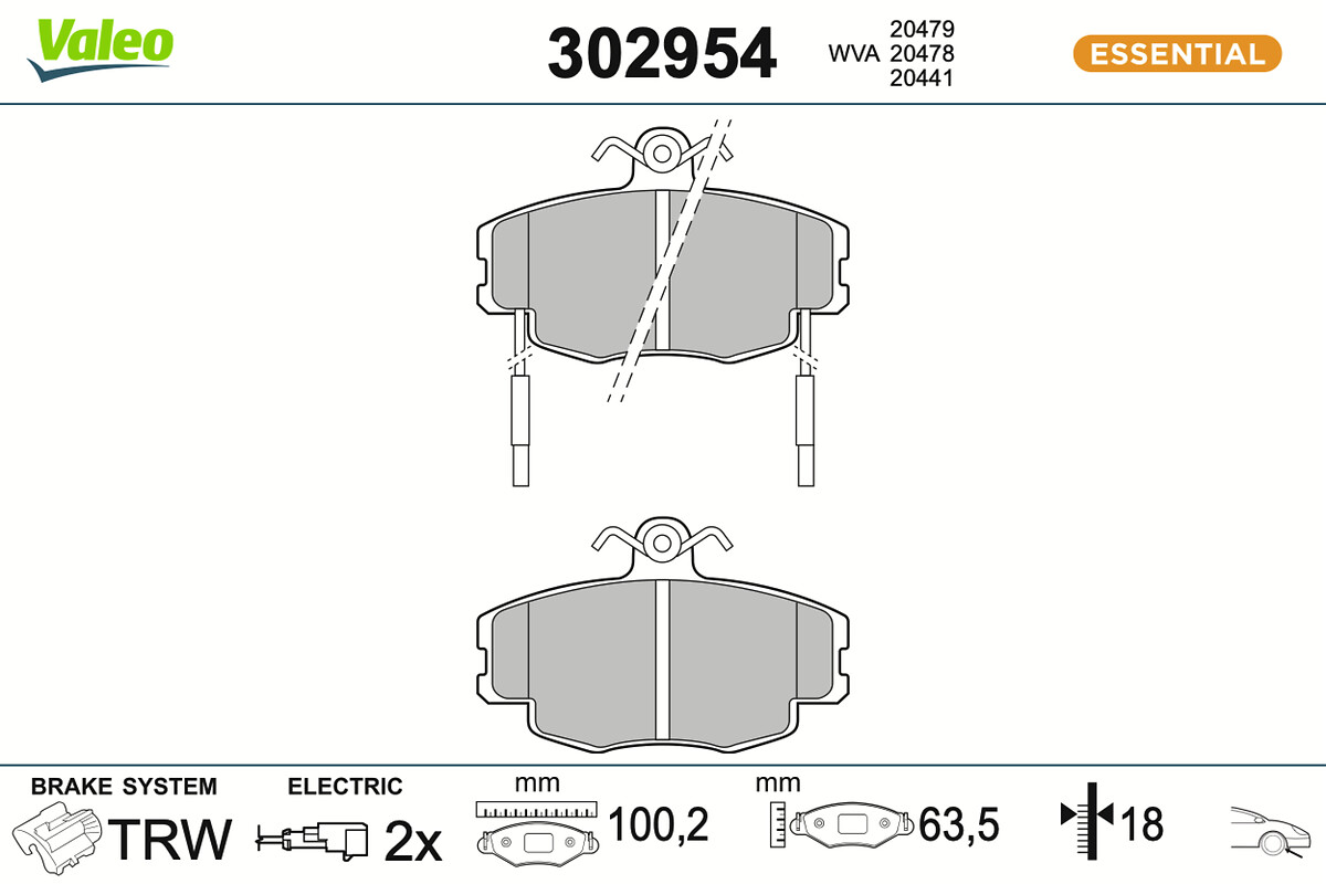 VALEO Bremsbelagsatz, Scheibenbremse 302954 Vorderachse für KAWEI AUTO Peugeot RENAULT LIFAN