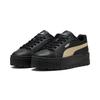 Sneaker PUMA "Karmen II Leather Sneakers Damen", Gr. 35.5, schwarz canvas silber beige metallic, Obermaterial: Kuhleder, Textil, Synthetik; Futter: Textil; Innensohle: Textil; Laufsohle: Gummi, Schuhe