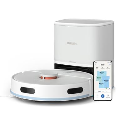 PHILIPS Saugroboter "mit Wischfunktion XU2100/25 2000 Series 2. Gen, mit 6.000pa Saugkraft", weiß (arktikweiß), B:34,5cm H:29,1cm T:49,6cm, Saugroboter, LDS-Radarnavigationssystem, HomeRun App, inkl. Entleerungsstation