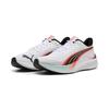 Laufschuh PUMA "Pounce Lite Laufschuhe Erwachsene", Gr. 47, weiß glowing rot, Obermaterial: Textil, Synthetik; Futter: Textil; Innensohle: Textil; Laufsohle: Gummi, Schuhe