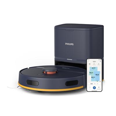 PHILIPS Saugroboter "mit Wischfunktion XU2100/15 2000 Series 2. Gen, mit 6.000pa Saugkraft", blau (mitternachtsblau), B:34,5cm H:29,1cm T:49,6cm, Saugroboter, LDS-Radarnavigationssystem, HomeRun App, inkl. Entleerungsstation