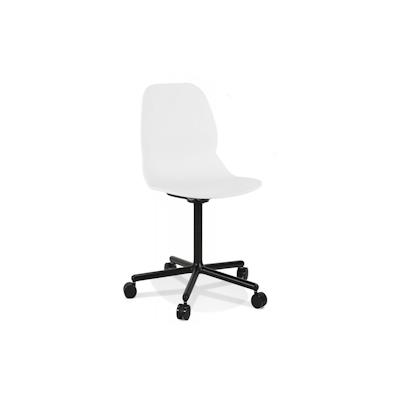 KADIMA DESIGN Moderner Bürostuhl aus Kunststoff | Ergonomischer Schreibtischstuhl mit Rollen | Weißer Computerstuhl mit optimaler Rückenunterstützung | Kadima Image