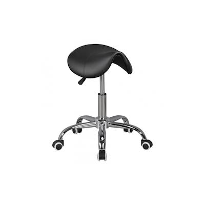 KADIMA DESIGN MENTON - Sattel-Hocker in Schwarz, Arbeitshocker mit Kunstleder-Bezug, Sitzhocker ist höhenverstellbar, Design Drehhocker mit Rollen, Kosmetikhocker Image
