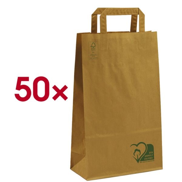 VP 50 Stück Papier-Tragetaschen »Topcraft« 22,0 x 10,5 x 36,0 cm braun, 22x36 cm Image