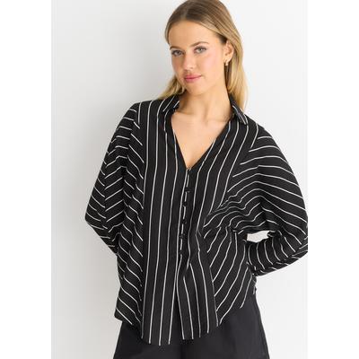 Schwarzes Langarmhemd mit Batwing-Streifen Image