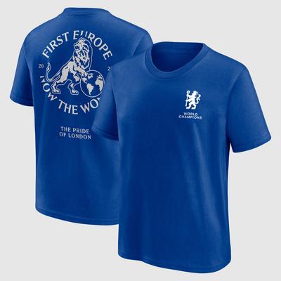 Chelsea First Europe, Now the World Grafik-T-Shirt – Royalblau – Kinder Image