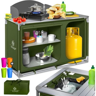 Campingschrank Campingküche mit Aluminiumgestell inkl.Tragetasche Kocherschrank für Camping Image