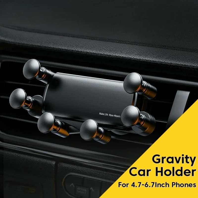 Support de téléphone universel pour voiture, 6 points, solide, gravité, clip d'aération, support de smartphone