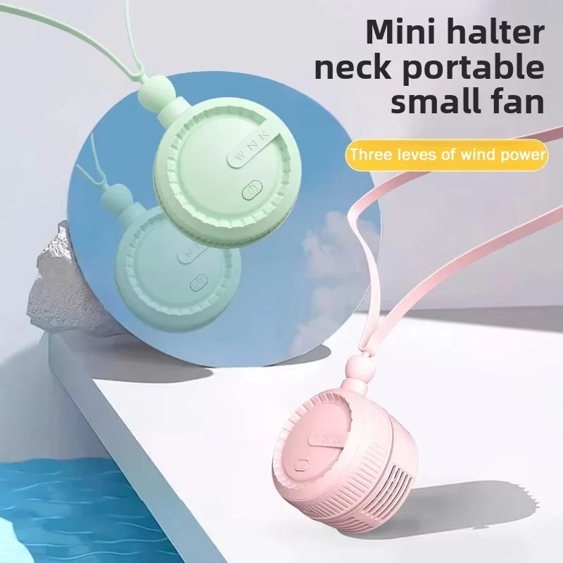 Modischer neuer Ventilator zum Aufhängen am Hals, Typ C, wiederaufladbar, Mini-Ventilator ohne Flügel, 3-Windmodi, tragbar, für faule Sportarten, im Freien, kleiner Ventilator Image