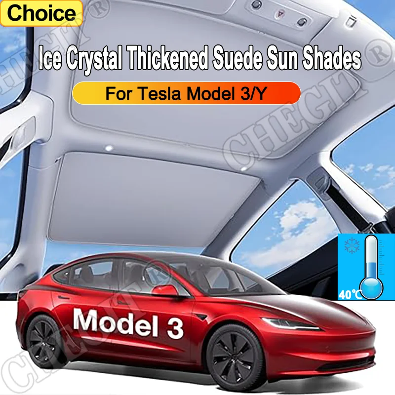 Für Tesla Modell 3/Y 2017-2024 Sonnenschirm Schiebedach Upgrade Eis Tuch Schnalle Sonnenschutz Glas Dach Vorne Hinten dachlicht Auto Zubehör Image