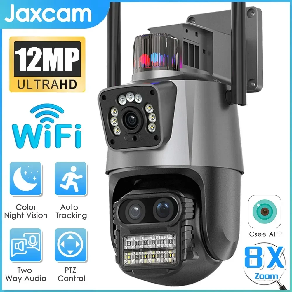 12MP 6K PTZ Wifi Kamera 8X Digital Zoom Outdoor Dual Bildschirme Wifi Überwachung Kamera Nachtsicht CCTV IP Sicherheit kamera ICSEE Image