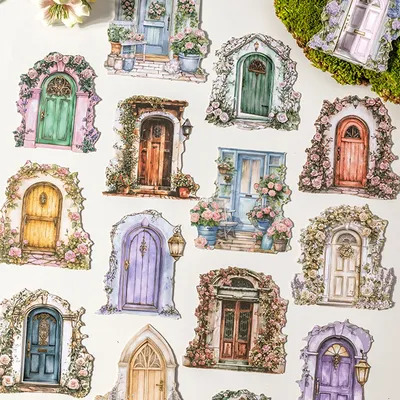 Mr Paper, 30 Blatt/Beutel „Every Door“ Serie Szenografie Hartkartenaufkleber Pack Aufkleber Kawaii Briefpapier Aufkleber Kunstbedarf Image