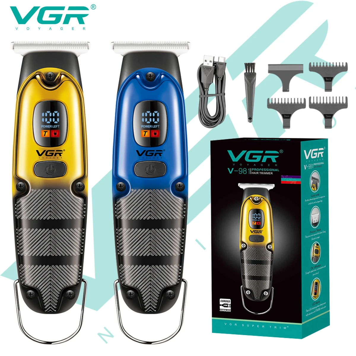 VGR Metallgehäuse Akku-Haarschneider Haarschneidemaschine Professionelle Friseur Haarschnittmaschine Trimmer Männer V-981 Image