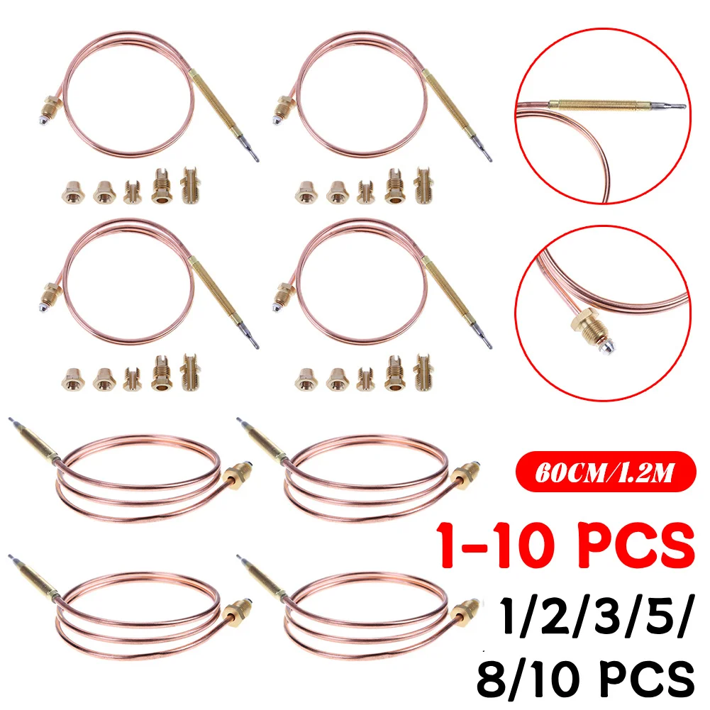 60/120 cm Gas-Thermoelement-Ventil, Kamin-Ersatz-Temperaturregler-Sonde mit 5 Muttern für Warmwasser-Kesselöfen Image