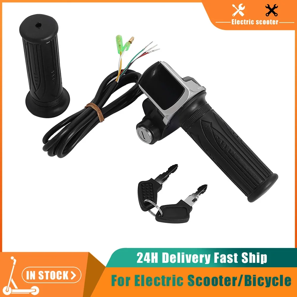 LED-Anzeige, 24/36/48/60 V, Gaslenker für Elektroroller, Fahrrad, Gasdrehzahl-Einstellgriff mit Schlüsselgriff Image