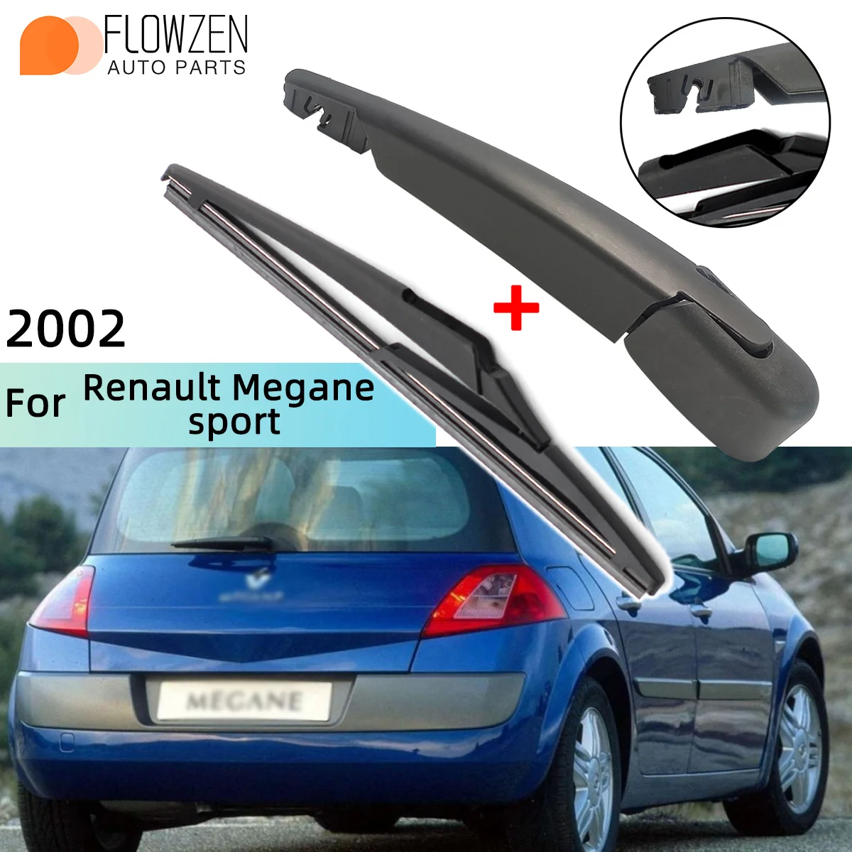 Heckscheibenwischerblatt Wischerarm-Set für Renault Megane Sport 2002, Windschutzscheibenwischer, Bürsten, Reinigungszubehör Image