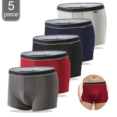 Zufälliges 5er-Pack Herren-Unterwäsche-Set, Baumwoll-Boxershorts, Badehose, Shorts, weiche, atmungsaktive Unterhose für den täglichen Gebrauch Image