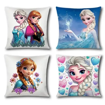 F-Frozen Kissenbezug, weicher, niedlicher Überwurf-Kissenbezug für Auto, Sofa, Kissenbezug, Polyester mit Reißverschluss Image