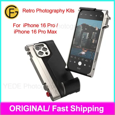 fotorgear Retro Photography Kits For iPhone 16Pro For iPhone 16 Pro Max Retro Phone case with Leather handle 67mm filter adapter
