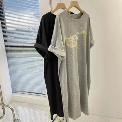 Oversize Loose Short Sleeved Dress Women 2025 New Casual Versatile DressFashionable Loose Maternity Dress