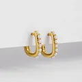 Boucles d'oreilles créoles en forme de U plaquées or pour femmes et filles, petites boucles d'oreilles créoles, minuscules perles Huggie, bijoux fantaisie délicats, 216.239.